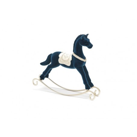 Cavallo a dondolo color Velvet BLU , in resina e metallo