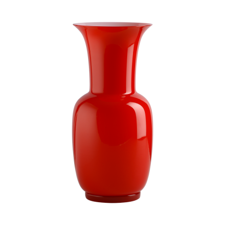 Vaso OPALINO H.36 cm. Rosso interno Lattimo - Venini