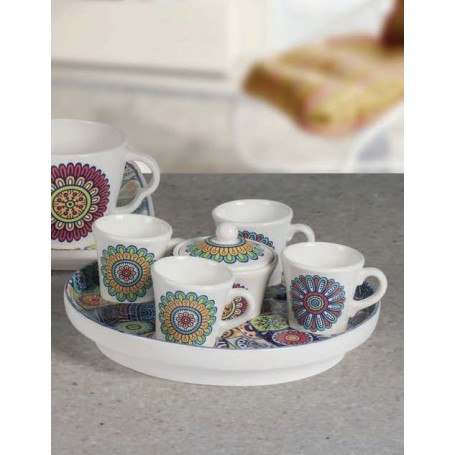 Servizio da caffè in ceramica per 4 persone Decoro MIXTURE