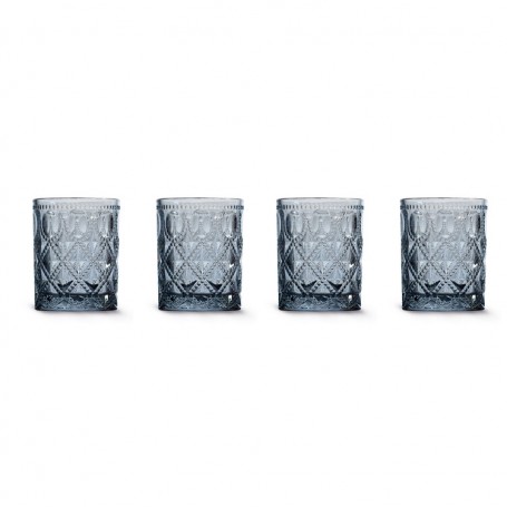 Set 12 bicchieri acqua in vetro con decoro in rilievo