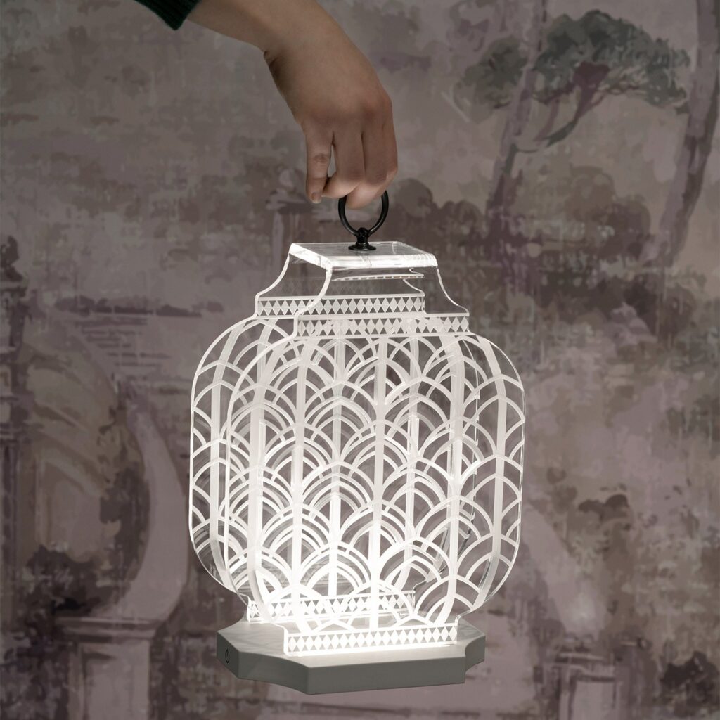 Lampada cristallo Acrilico ricaricabile ATENA Avorio
