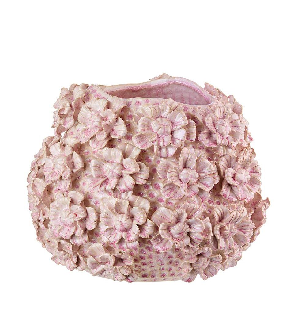 Vaso basso gres FIORI Rosa
