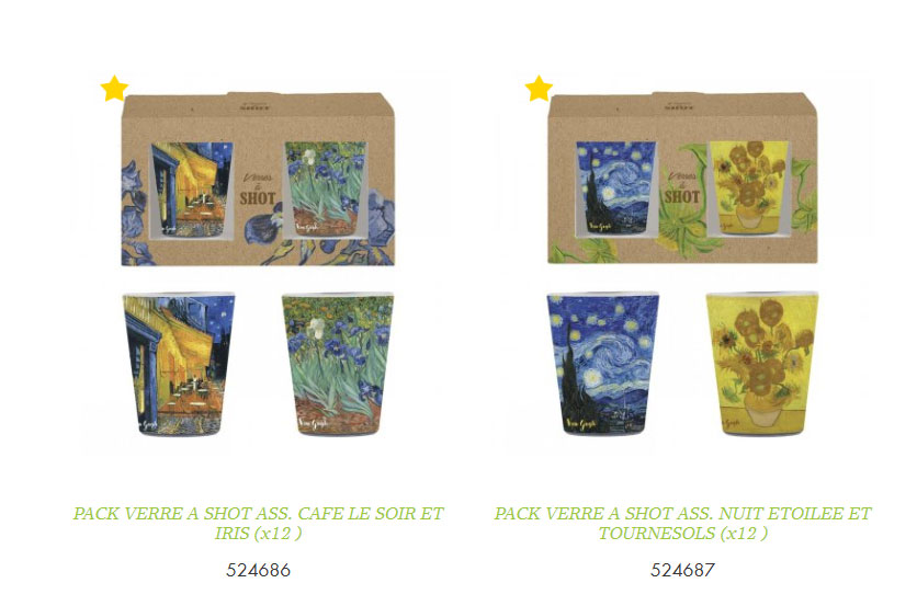 Set 2 bicchierini shot omaggio a V. VAN GOGH